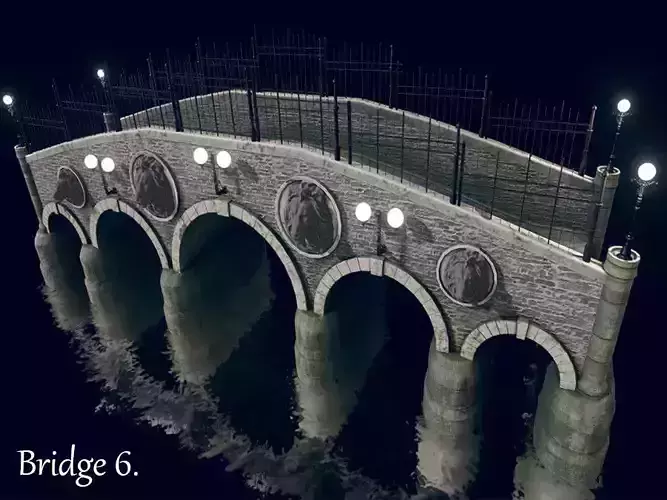 Bridge 6 with lights Low-poly 3D model
