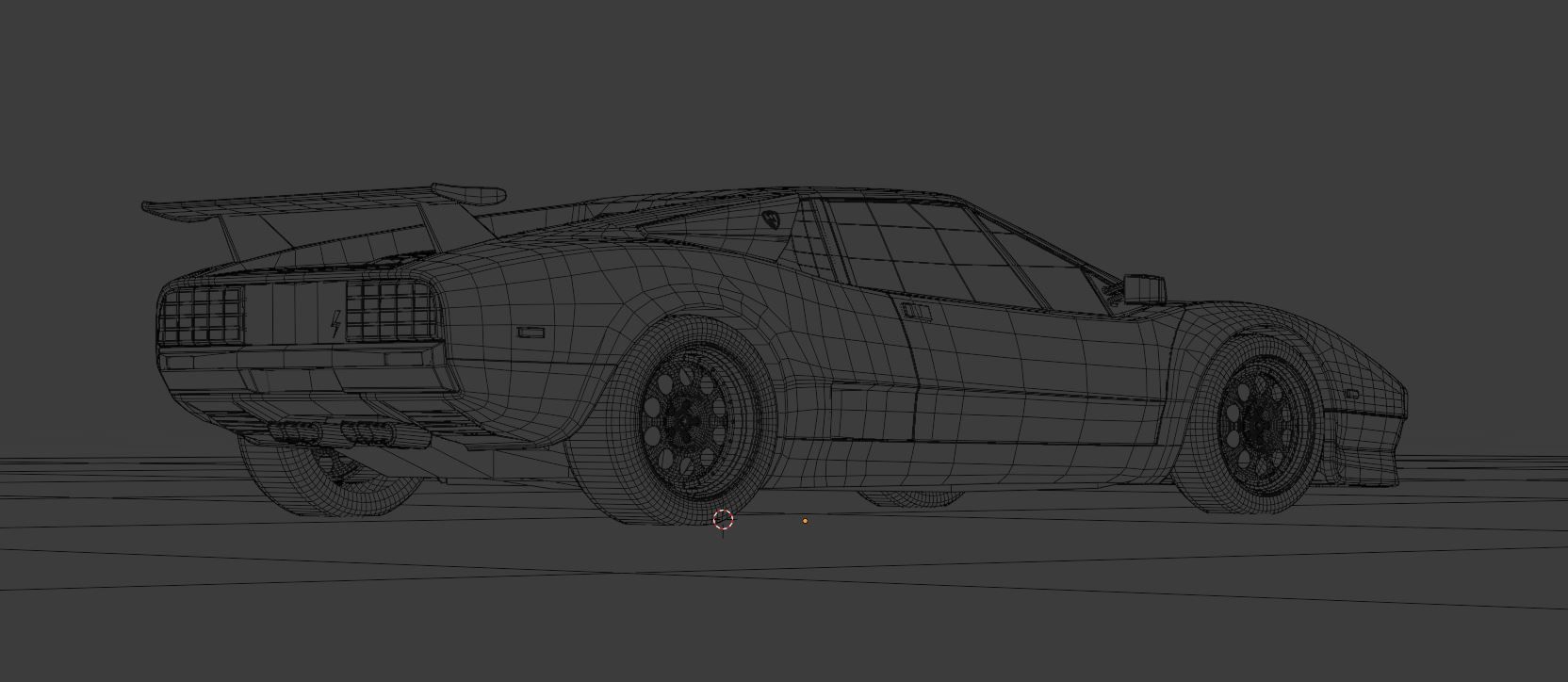 80s 90s generic supercar Low-poly 3D model_20