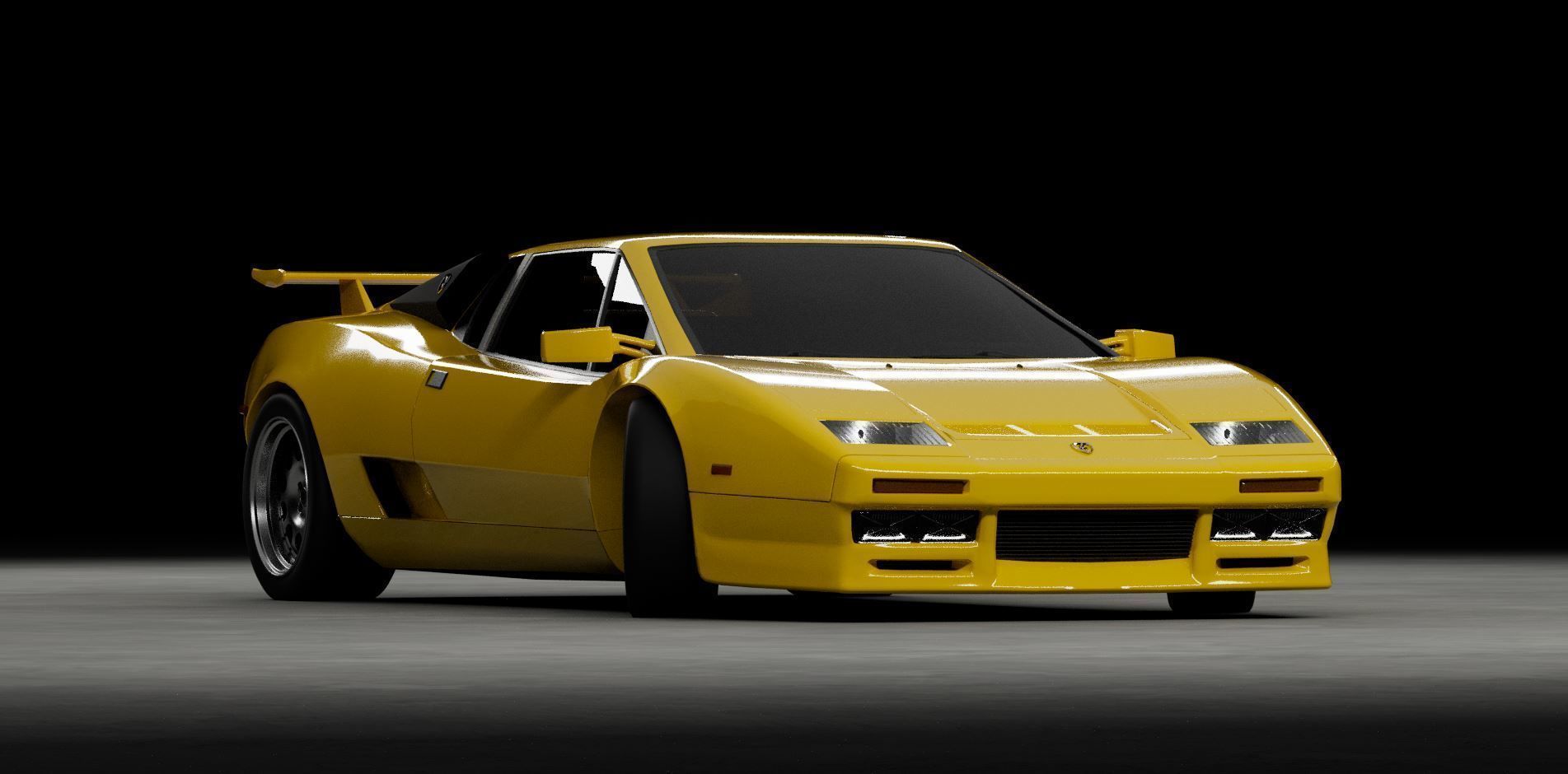 80s 90s generic supercar Low-poly 3D model_10