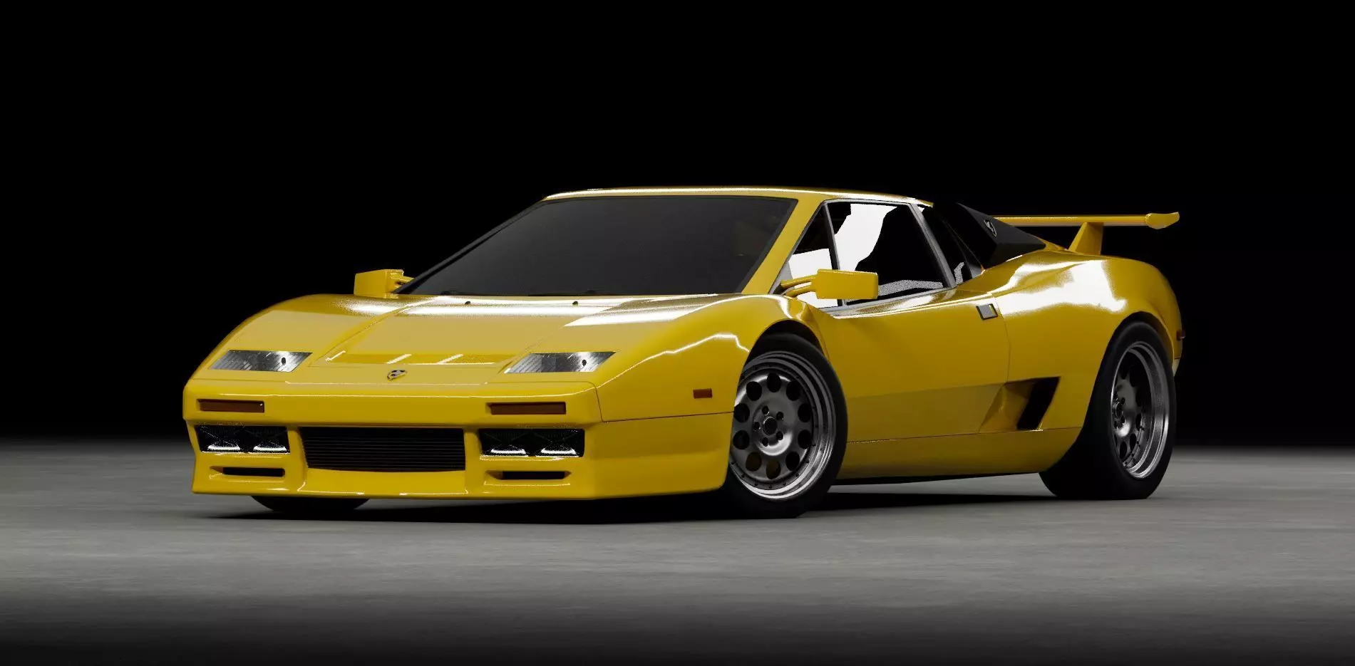 80s 90s generic supercar Low-poly 3D model_0