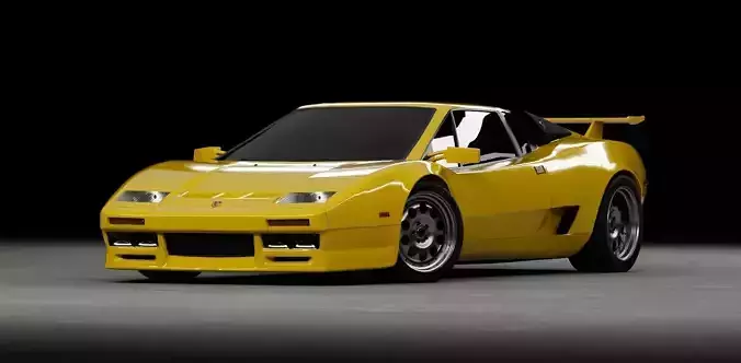 80s 90s generic supercar Low-poly 3D model
