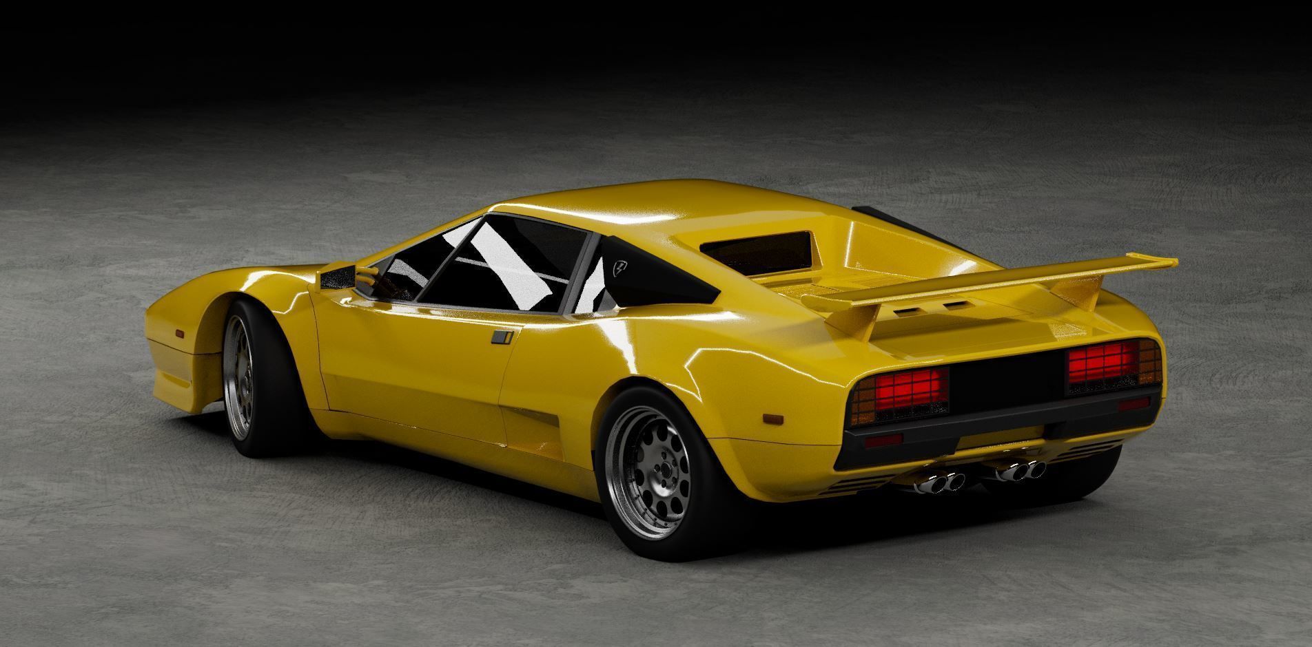 80s 90s generic supercar Low-poly 3D model_3