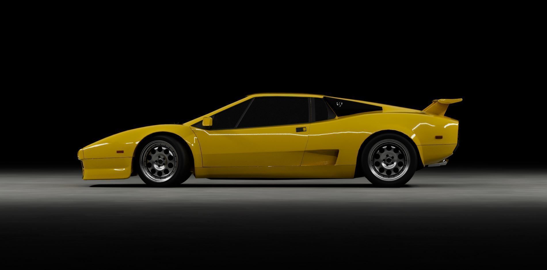 80s 90s generic supercar Low-poly 3D model_1