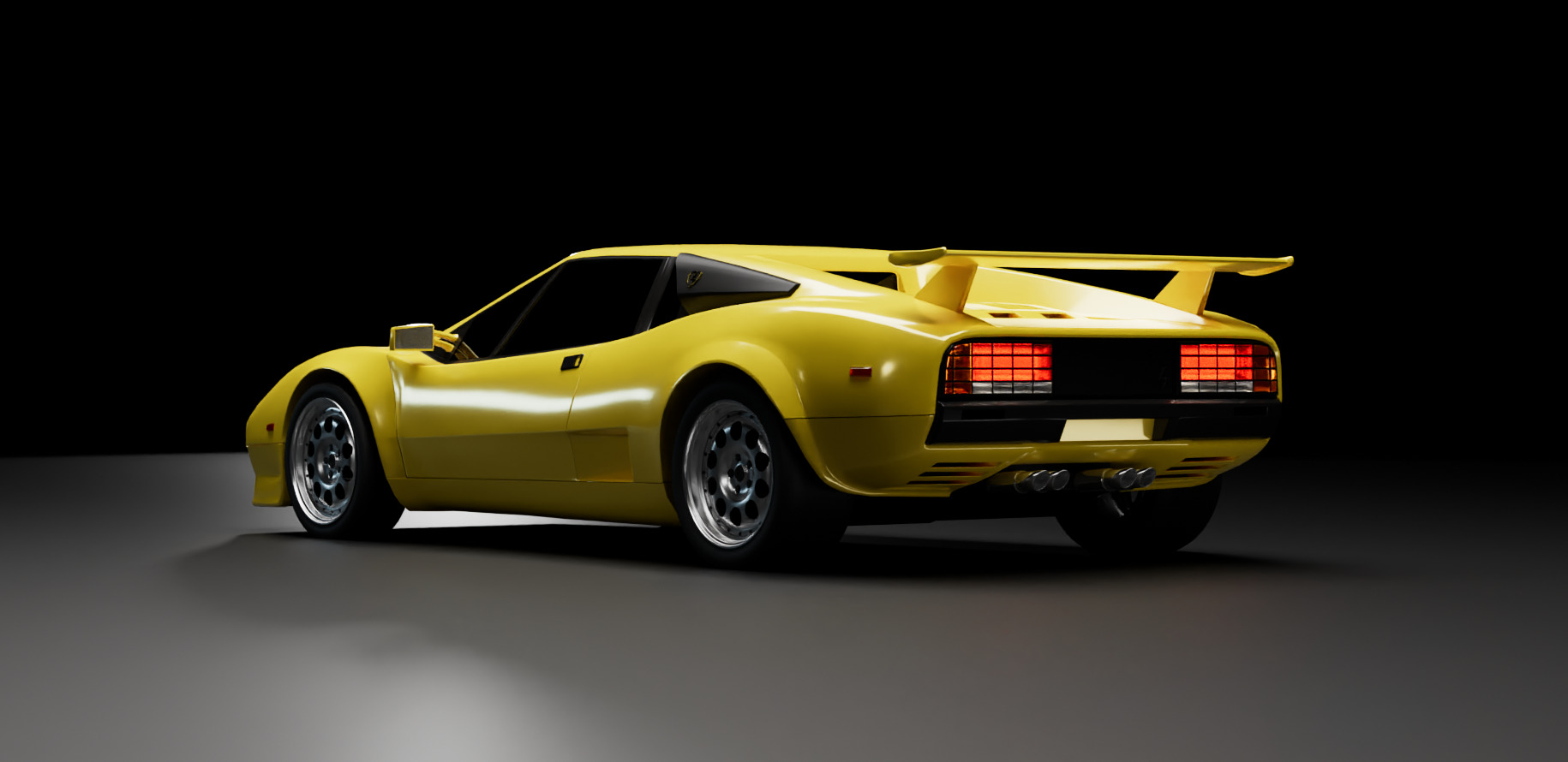 80s 90s generic supercar Low-poly 3D model_24