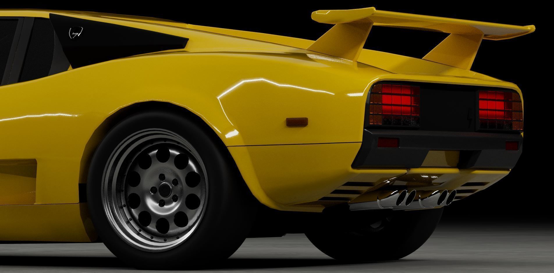 80s 90s generic supercar Low-poly 3D model_7