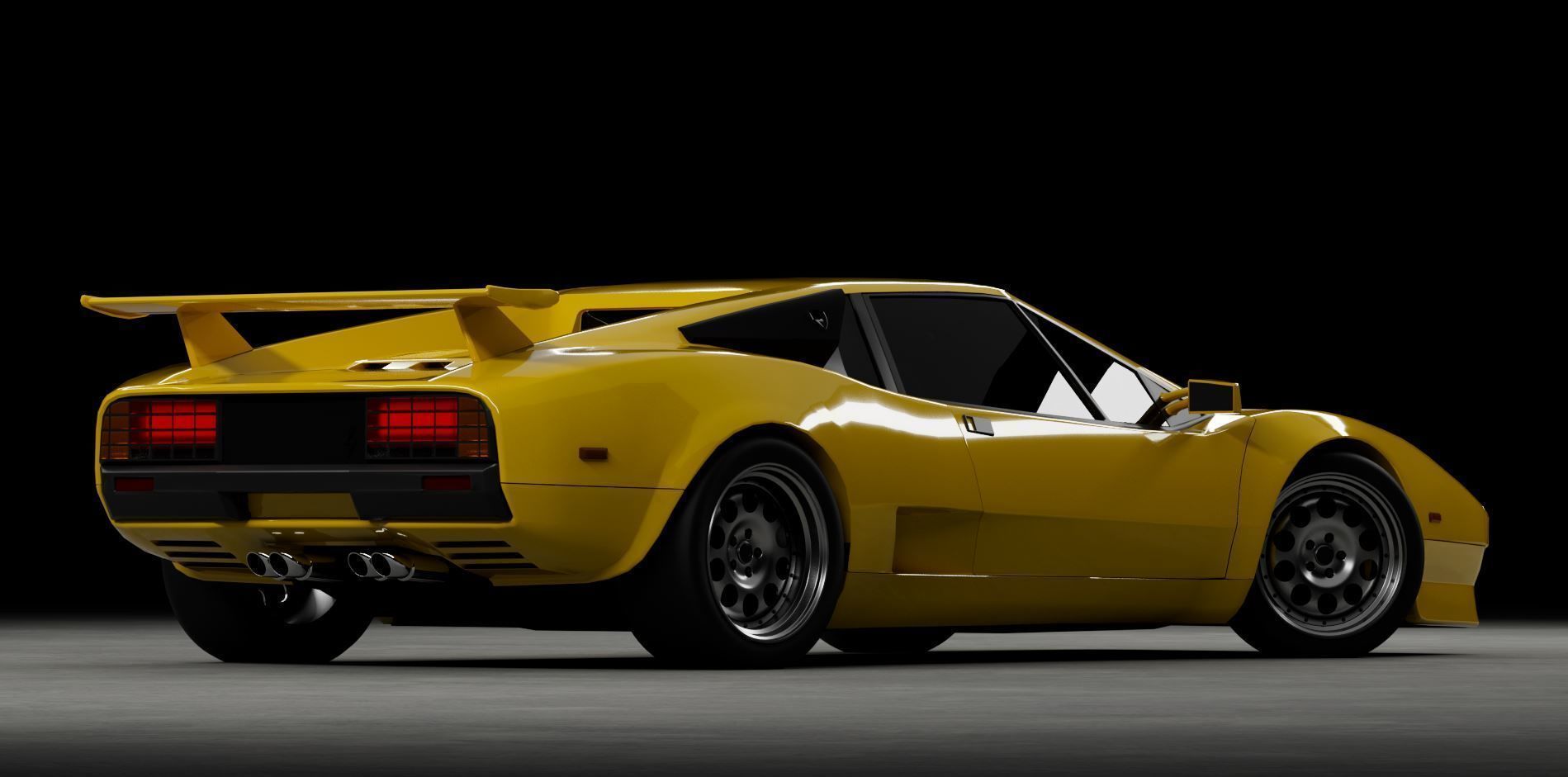 80s 90s generic supercar Low-poly 3D model_11