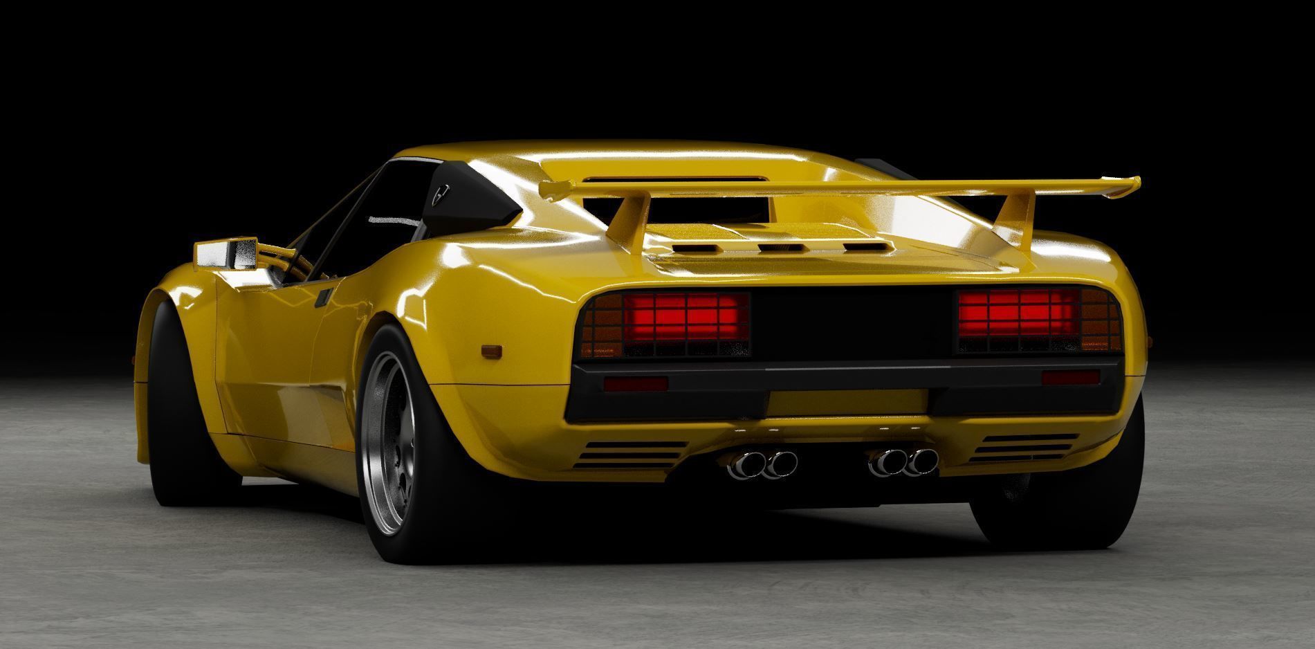 80s 90s generic supercar Low-poly 3D model_6