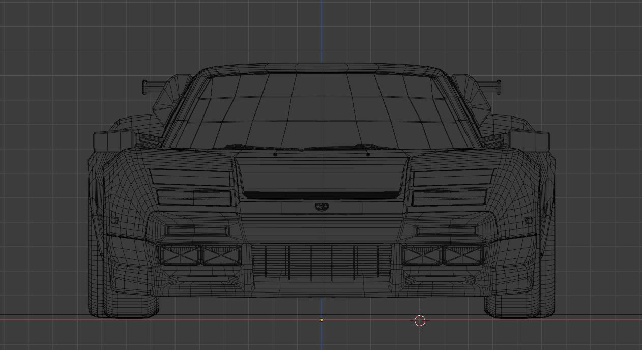 80s 90s generic supercar Low-poly 3D model_16