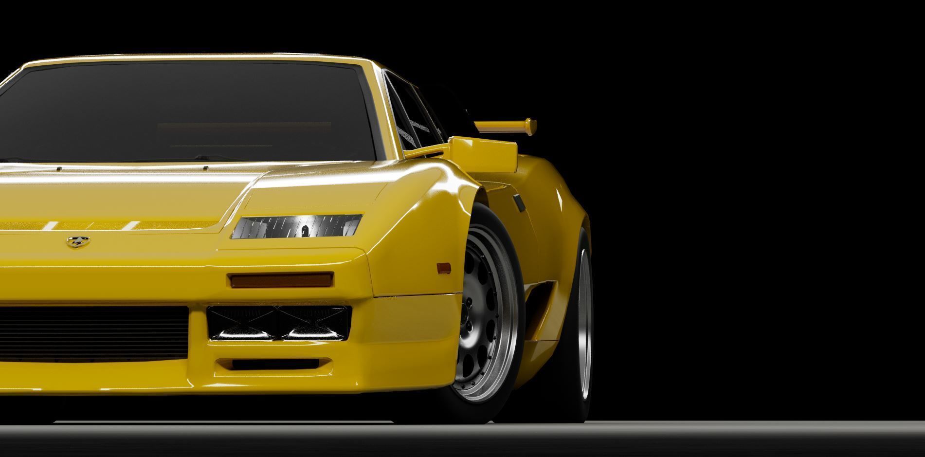 80s 90s generic supercar Low-poly 3D model_5