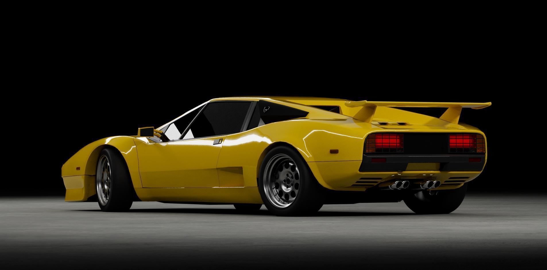 80s 90s generic supercar Low-poly 3D model_2