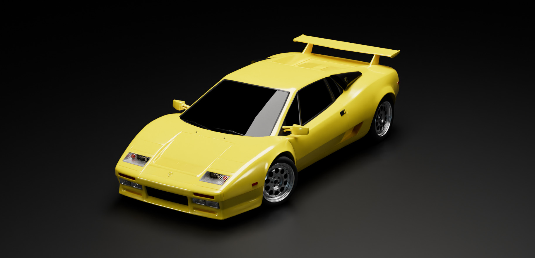 80s 90s generic supercar Low-poly 3D model_23