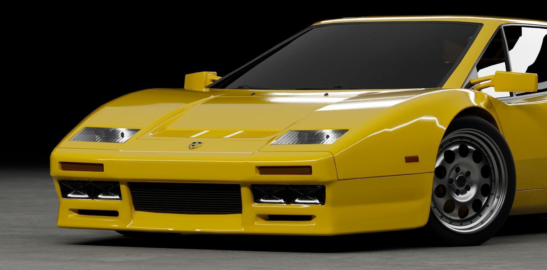80s 90s generic supercar Low-poly 3D model_4