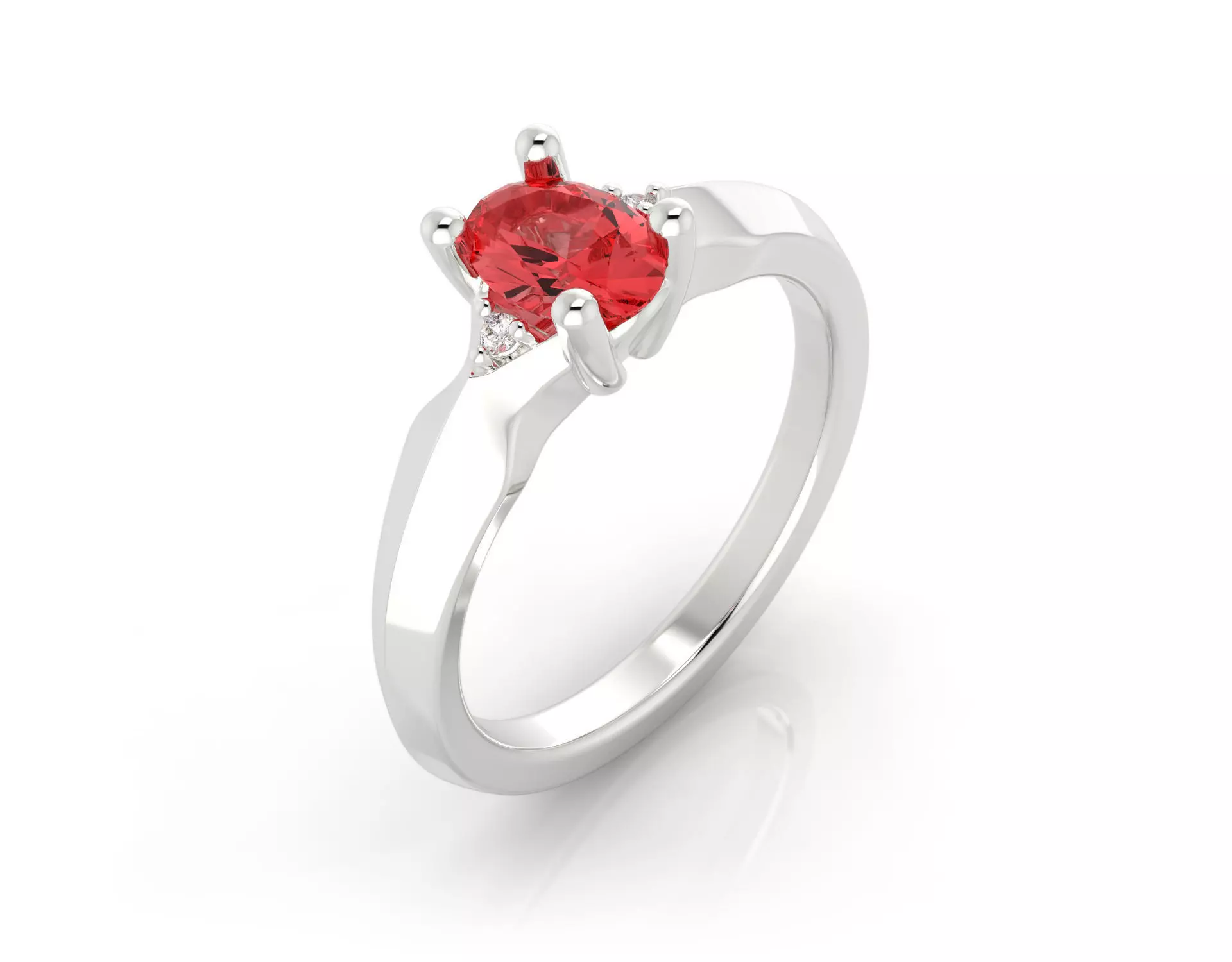 D-1441 engagement ring with ruby stone 3D print model