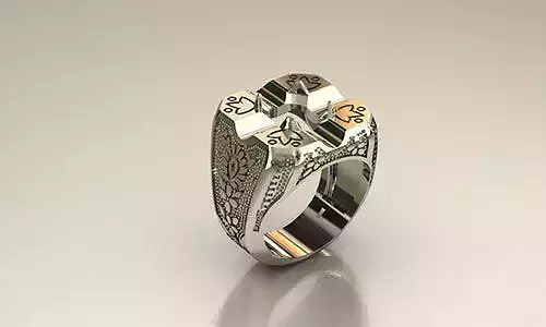 ring k silver with cross in middle