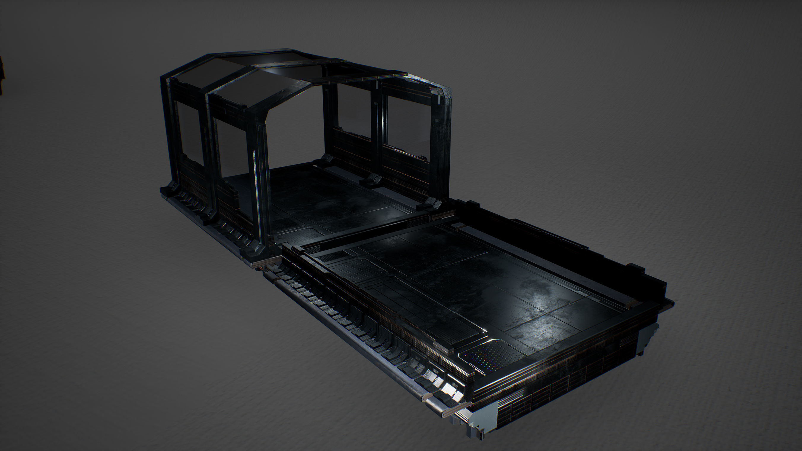 Cyberpunk Modular Bridge Game Ready Low-poly 3D model_5