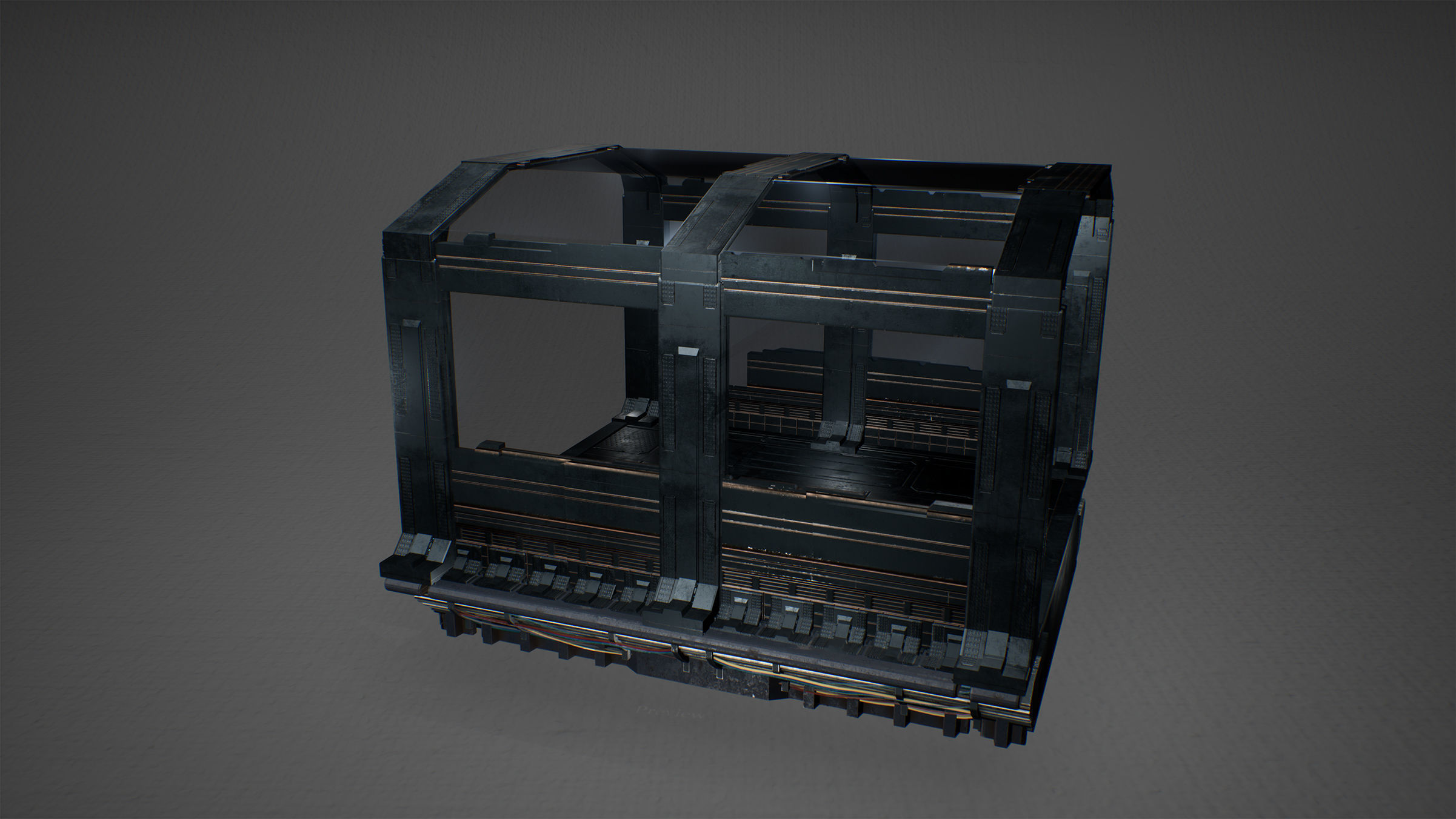 Cyberpunk Modular Bridge Game Ready Low-poly 3D model_13