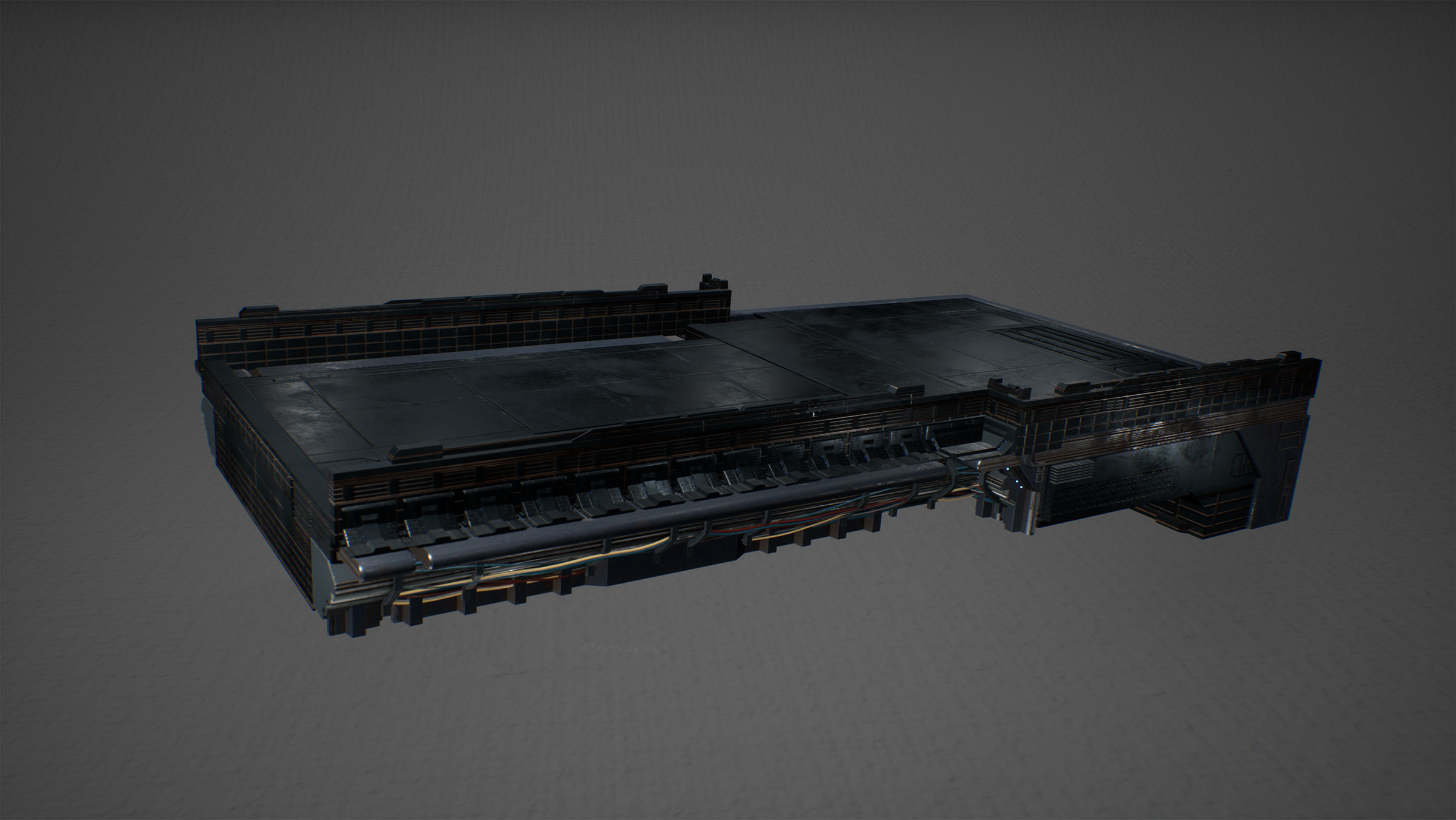 Cyberpunk Modular Bridge Game Ready Low-poly 3D model_15