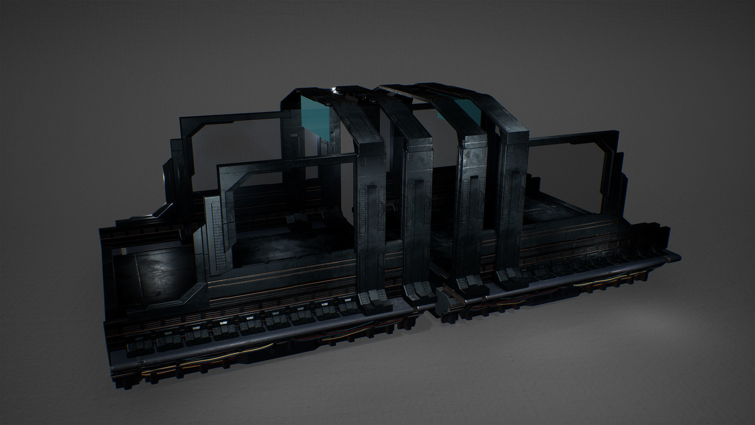 Cyberpunk Modular Bridge Game Ready Low-poly 3D model_10