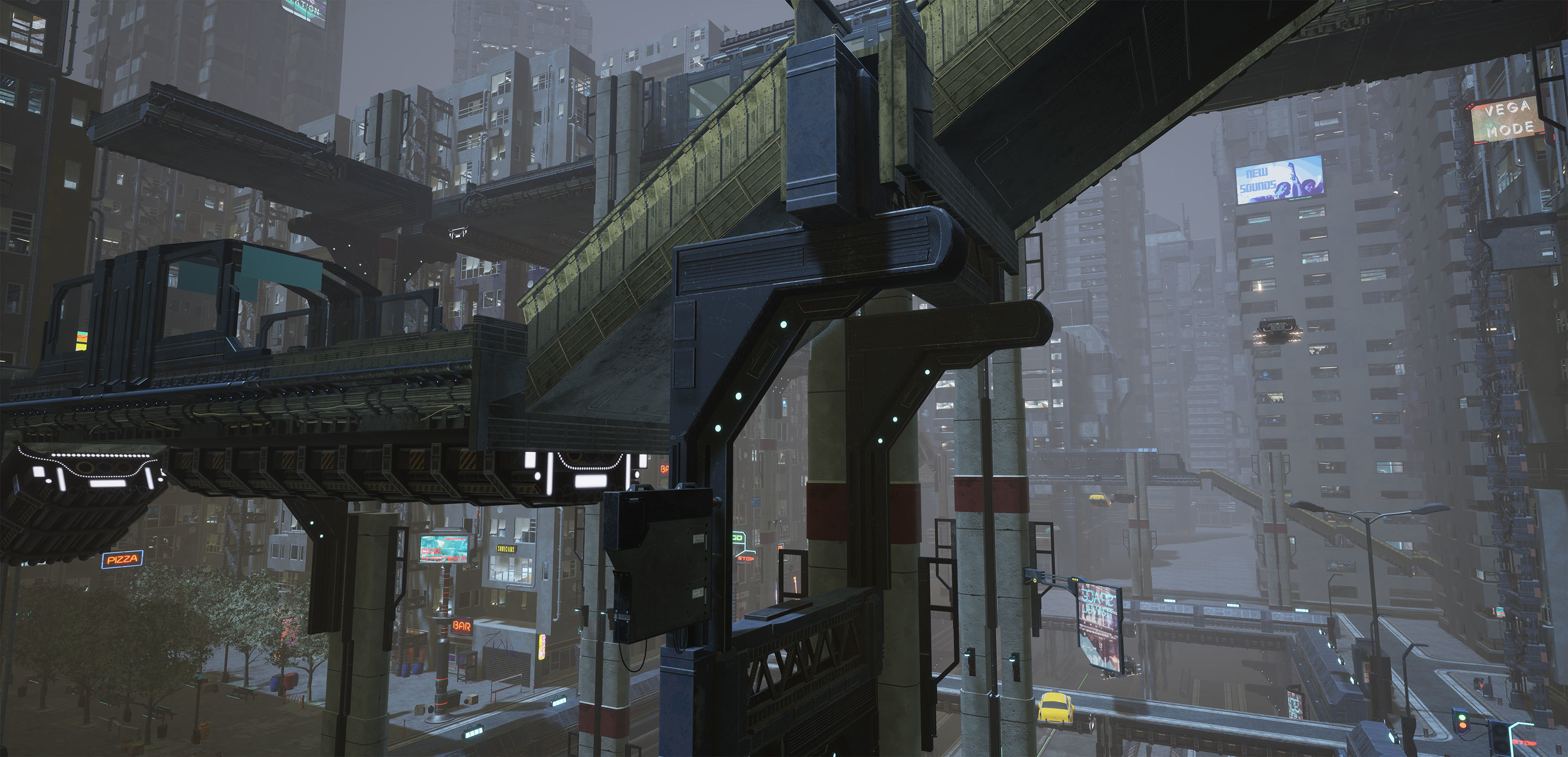 Cyberpunk Modular Bridge Game Ready Low-poly 3D model_4