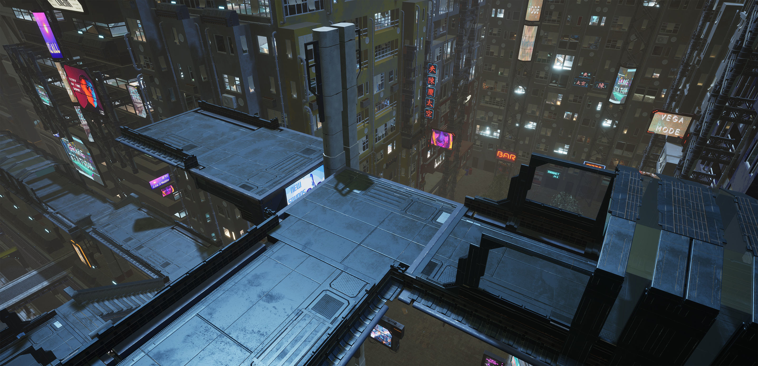 Cyberpunk Modular Bridge Game Ready Low-poly 3D model_2