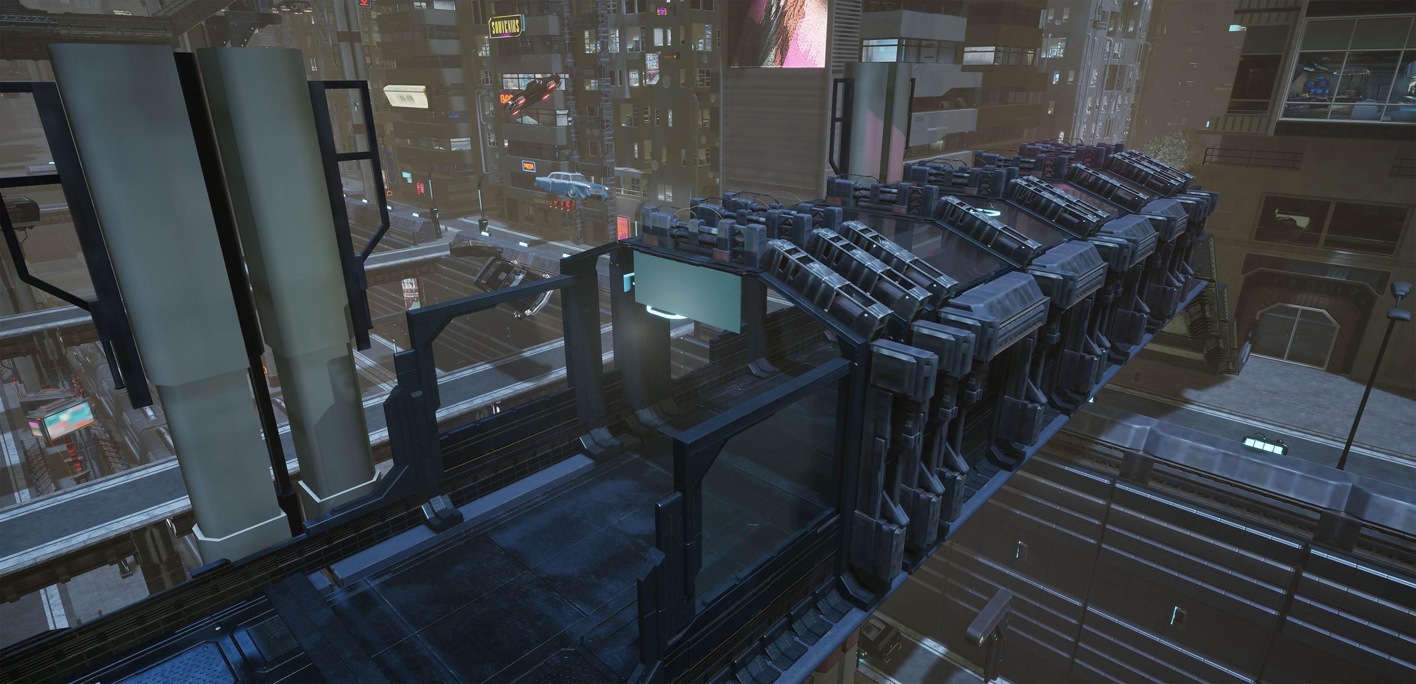 Cyberpunk Modular Bridge Game Ready Low-poly 3D model_1