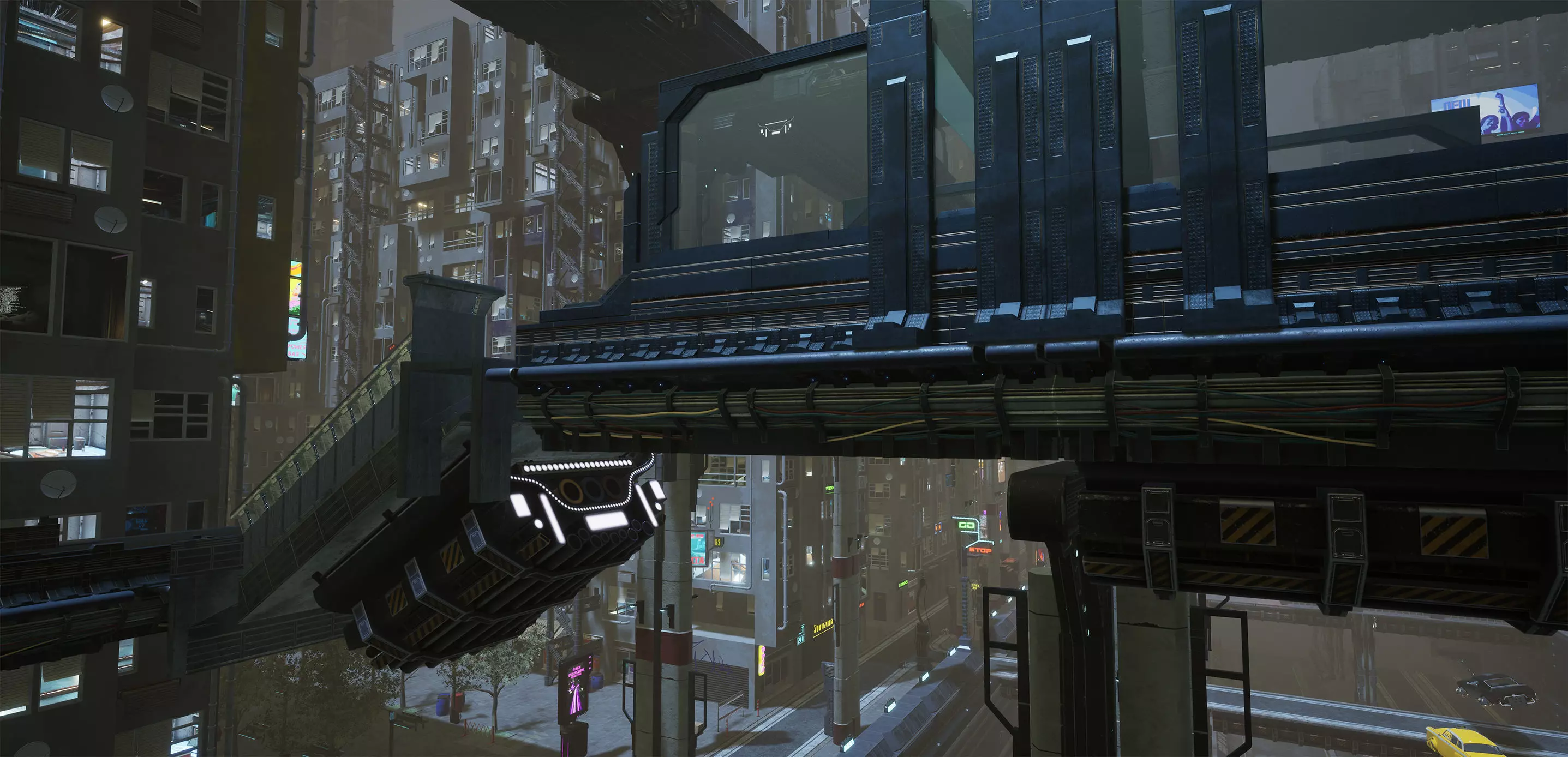 Cyberpunk Modular Bridge Game Ready Low-poly 3D model_0