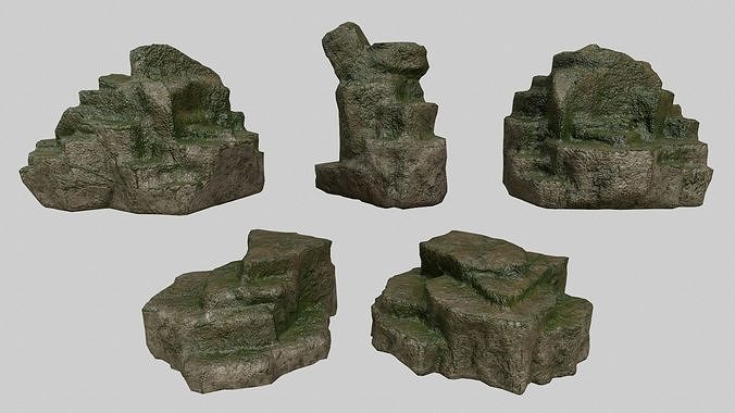 Rock Set Low-poly 3D model