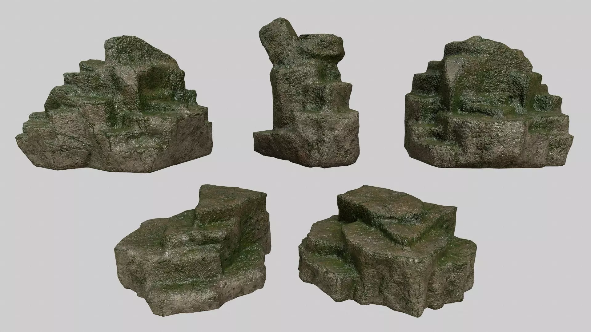 Rock Set Low-poly 3D model_0