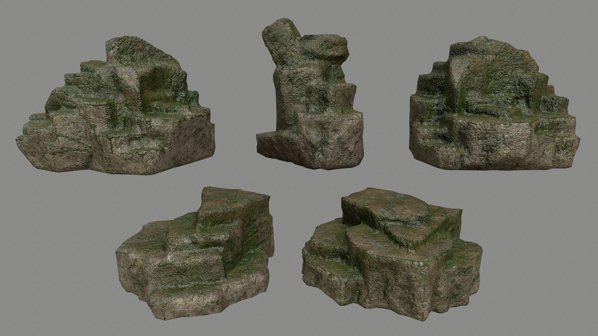 Rock Set Low-poly 3D model_1