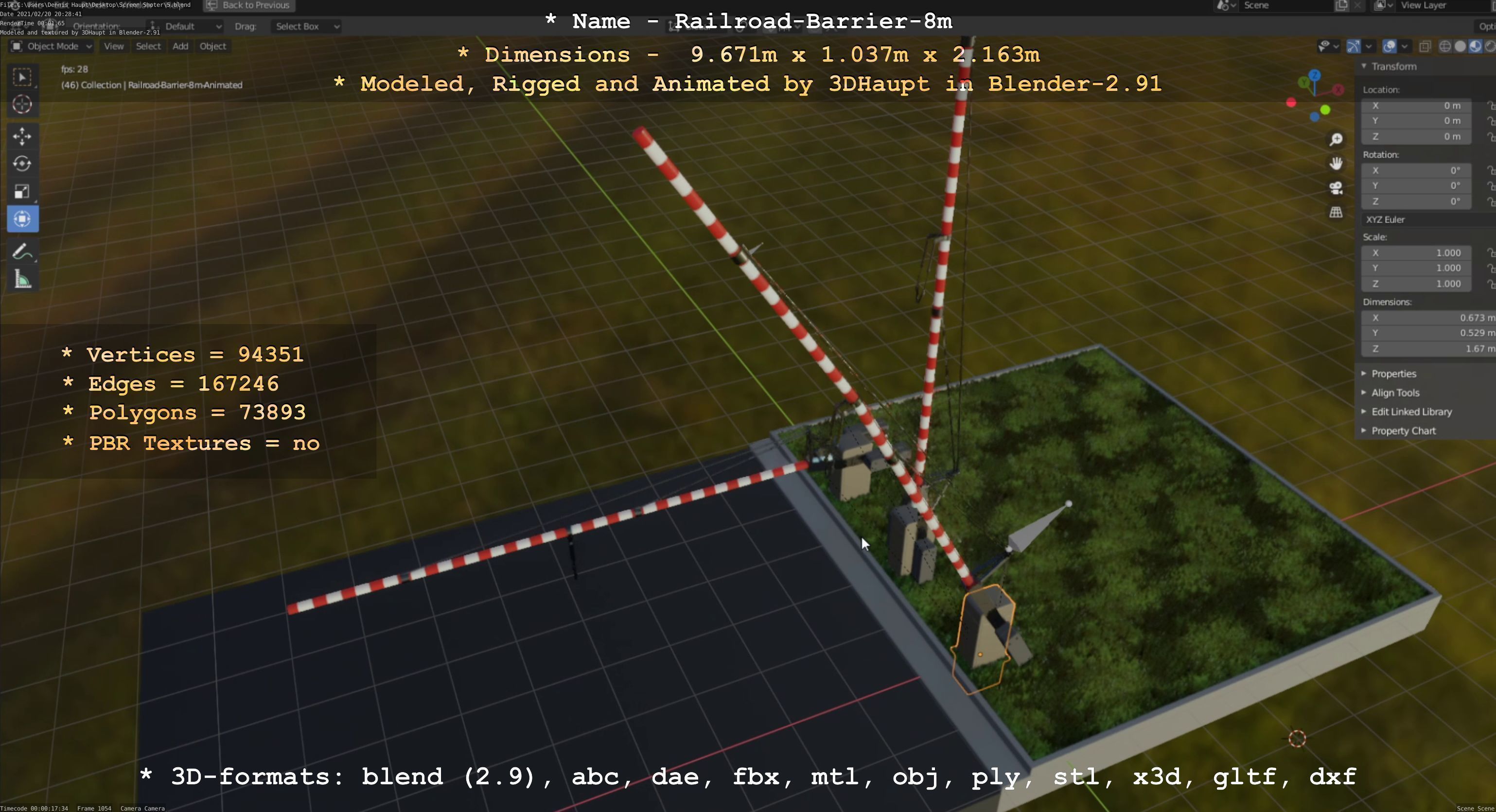 Railroad Barrier 8m High-Poly with and without Protective Grid 3D Model Collection_74
