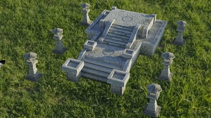Ancient altar Low-poly 3D model