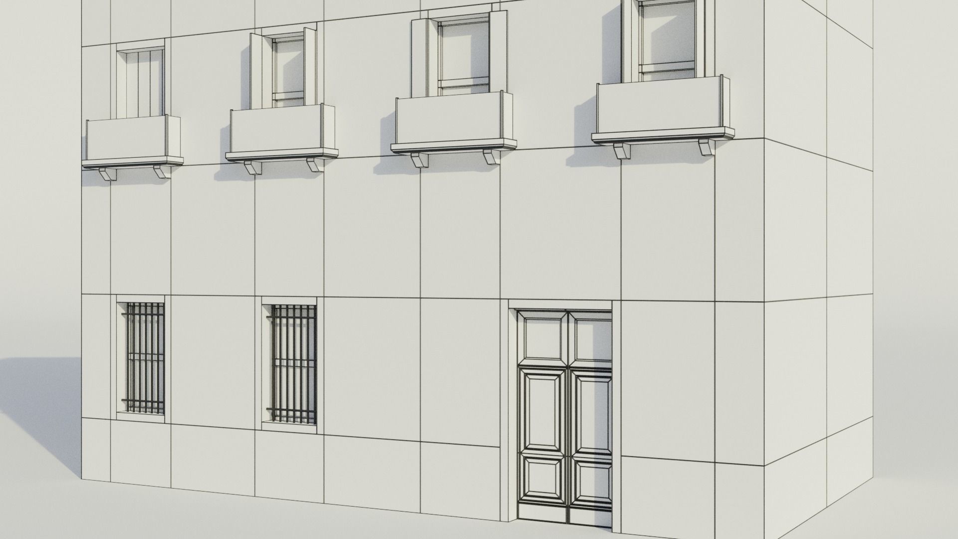 Apartment Building - Low-poly PBR Low-poly 3D model_11