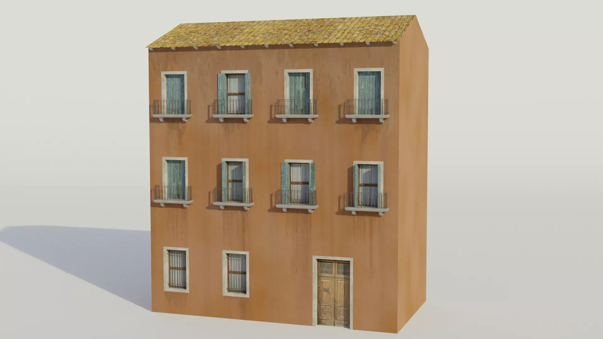 Apartment Building - Low-poly PBR Low-poly 3D model_0