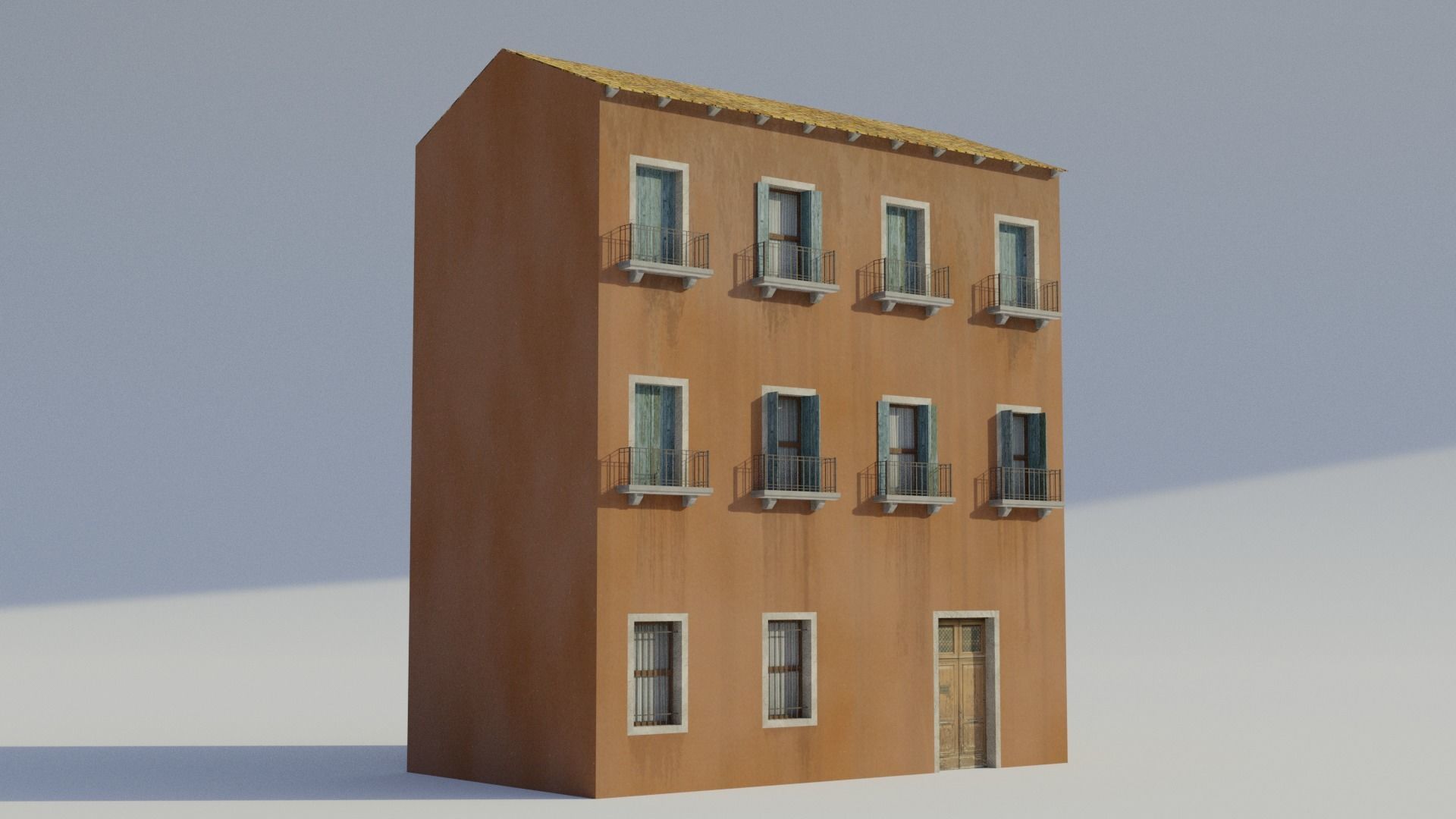 Apartment Building - Low-poly PBR Low-poly 3D model_2
