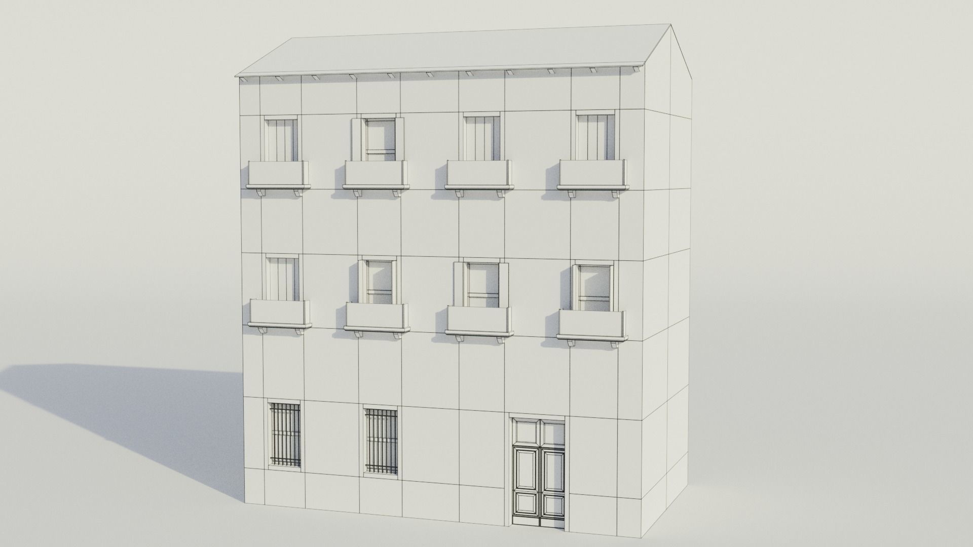 Apartment Building - Low-poly PBR Low-poly 3D model_8