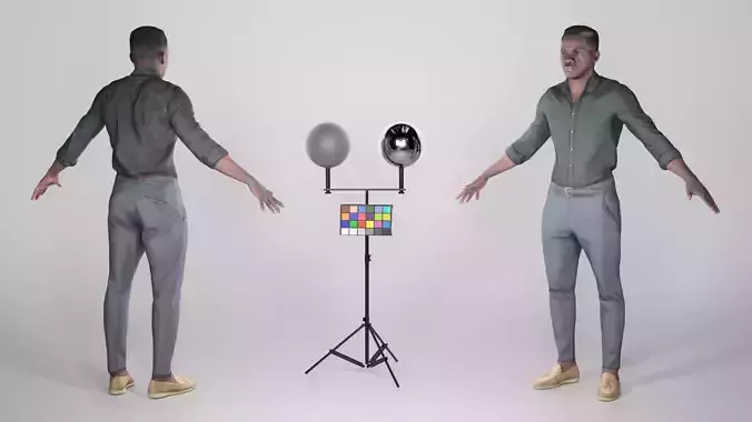 African young man in A-pose 270 Low-poly 3D model