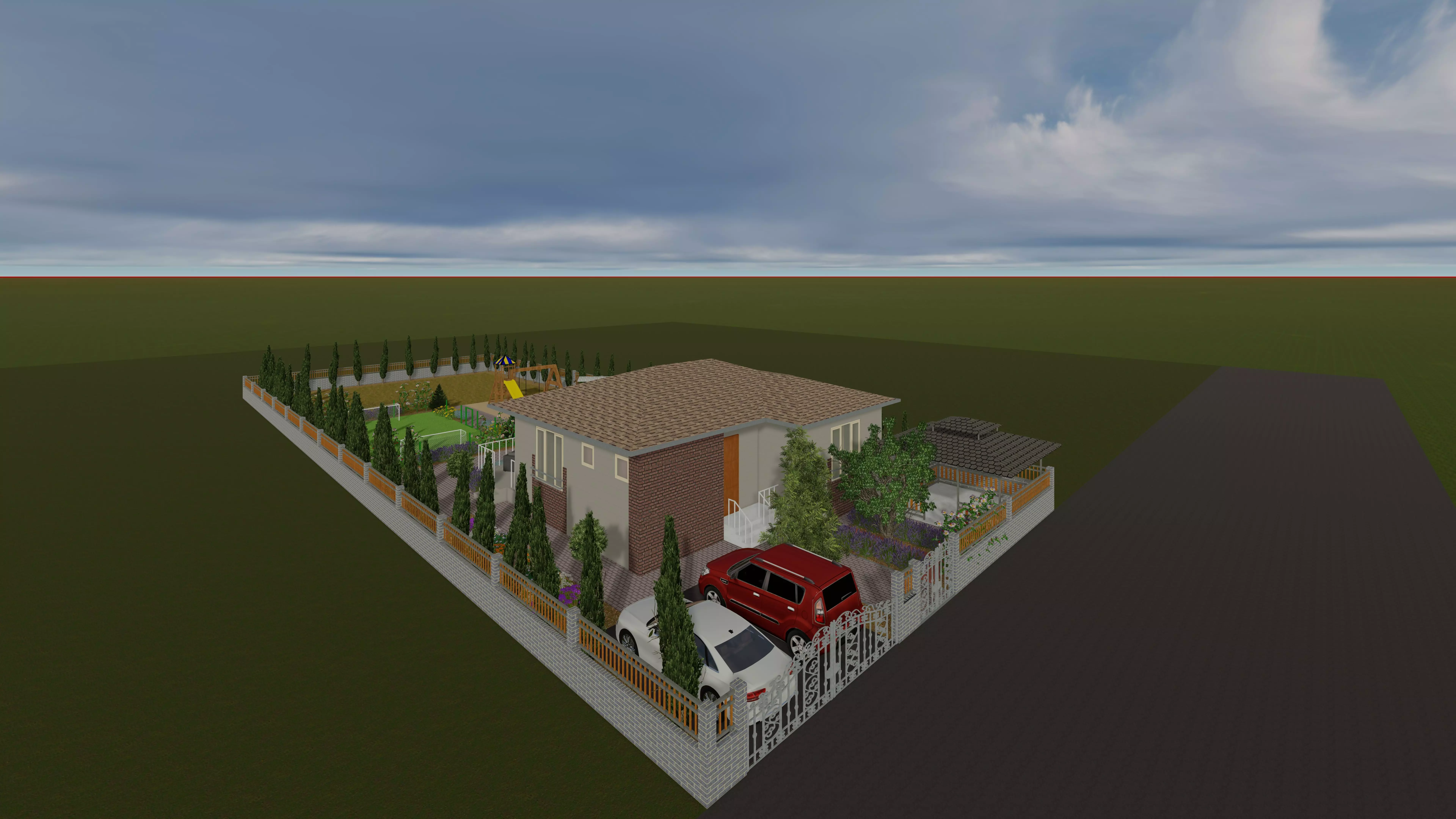 Country House Garden 3D Model 3D model