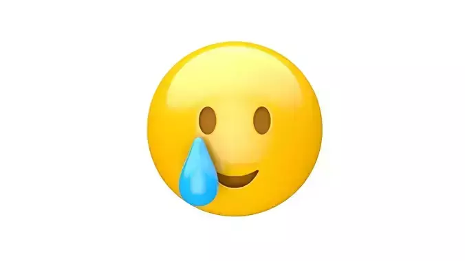 Apple Smiling Face with Tear