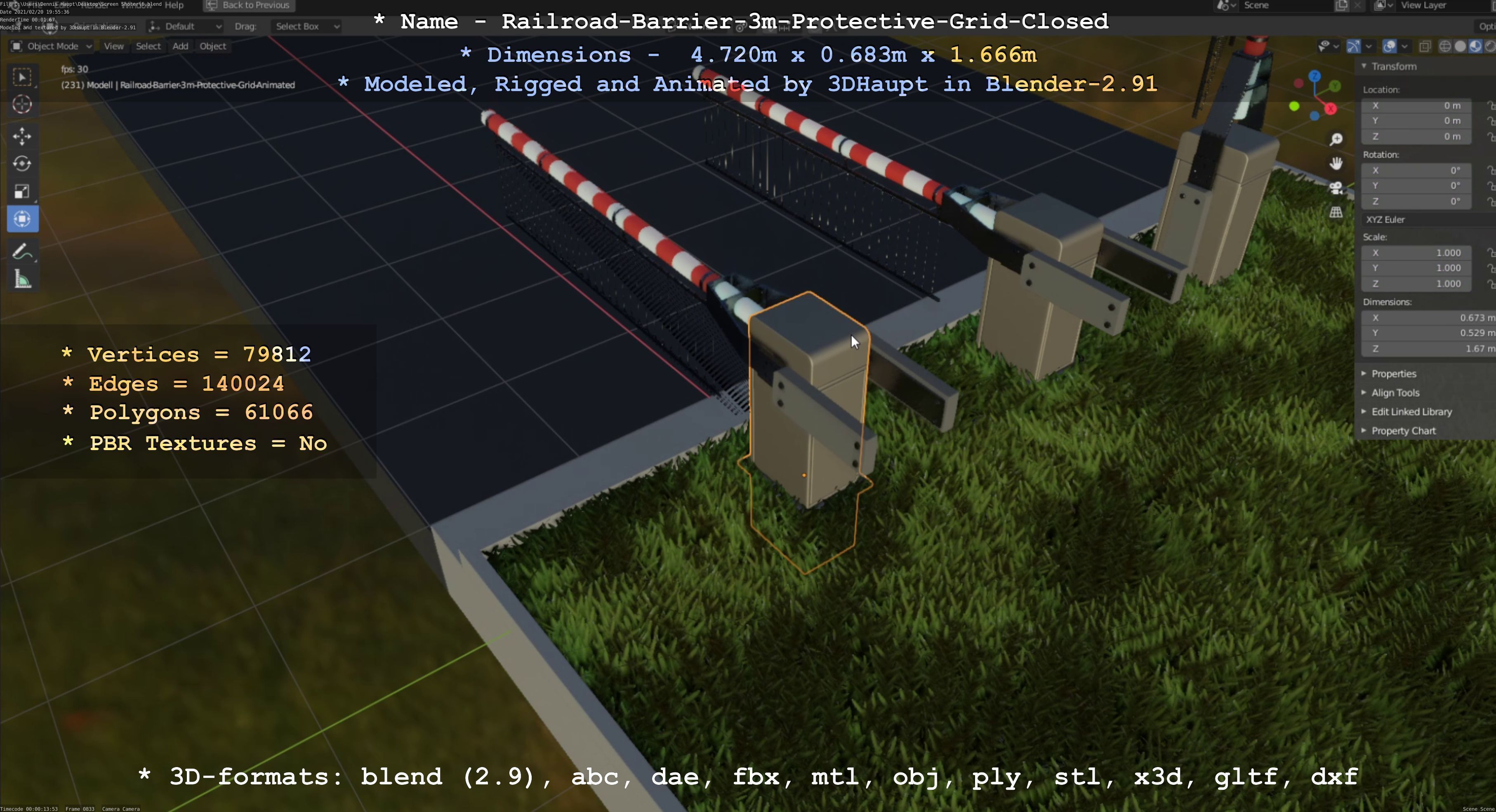 All Animated Railroad Barrier - High-Poly 3D Model Collection_93