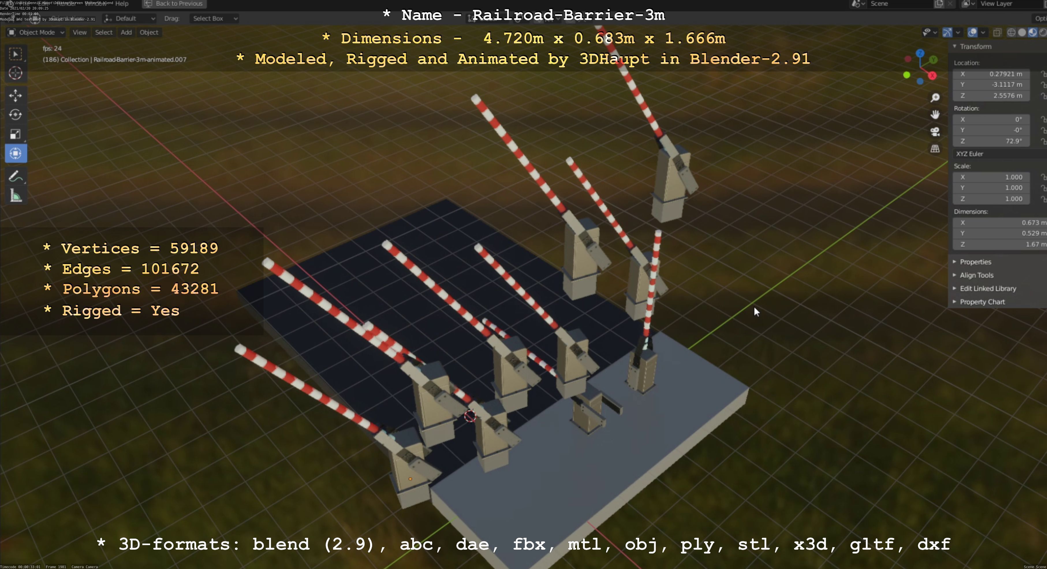 All Animated Railroad Barrier - High-Poly 3D Model Collection_97