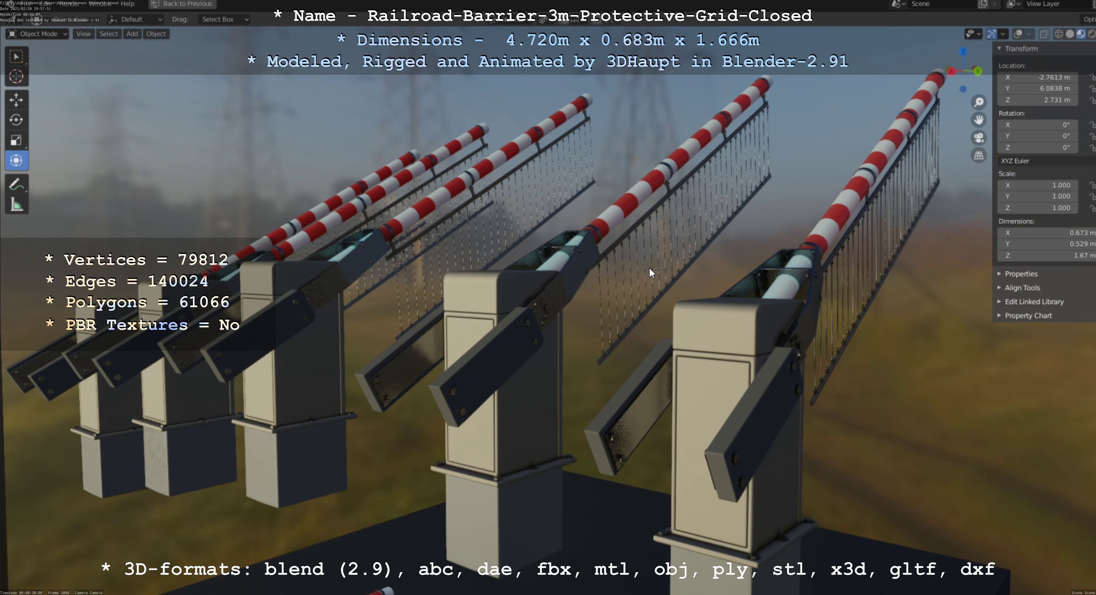All Animated Railroad Barrier - High-Poly 3D Model Collection_90