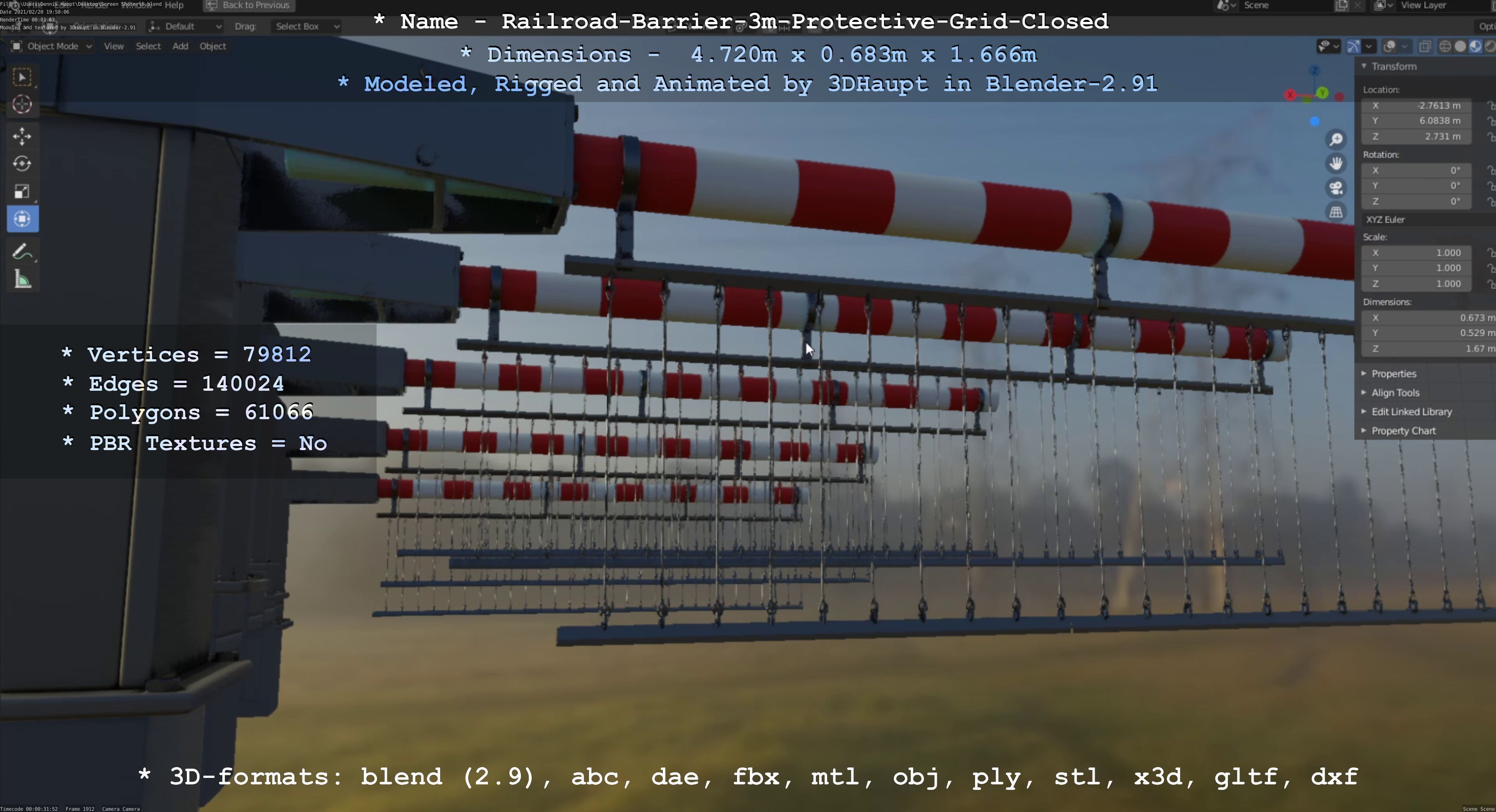 All Animated Railroad Barrier - High-Poly 3D Model Collection_89