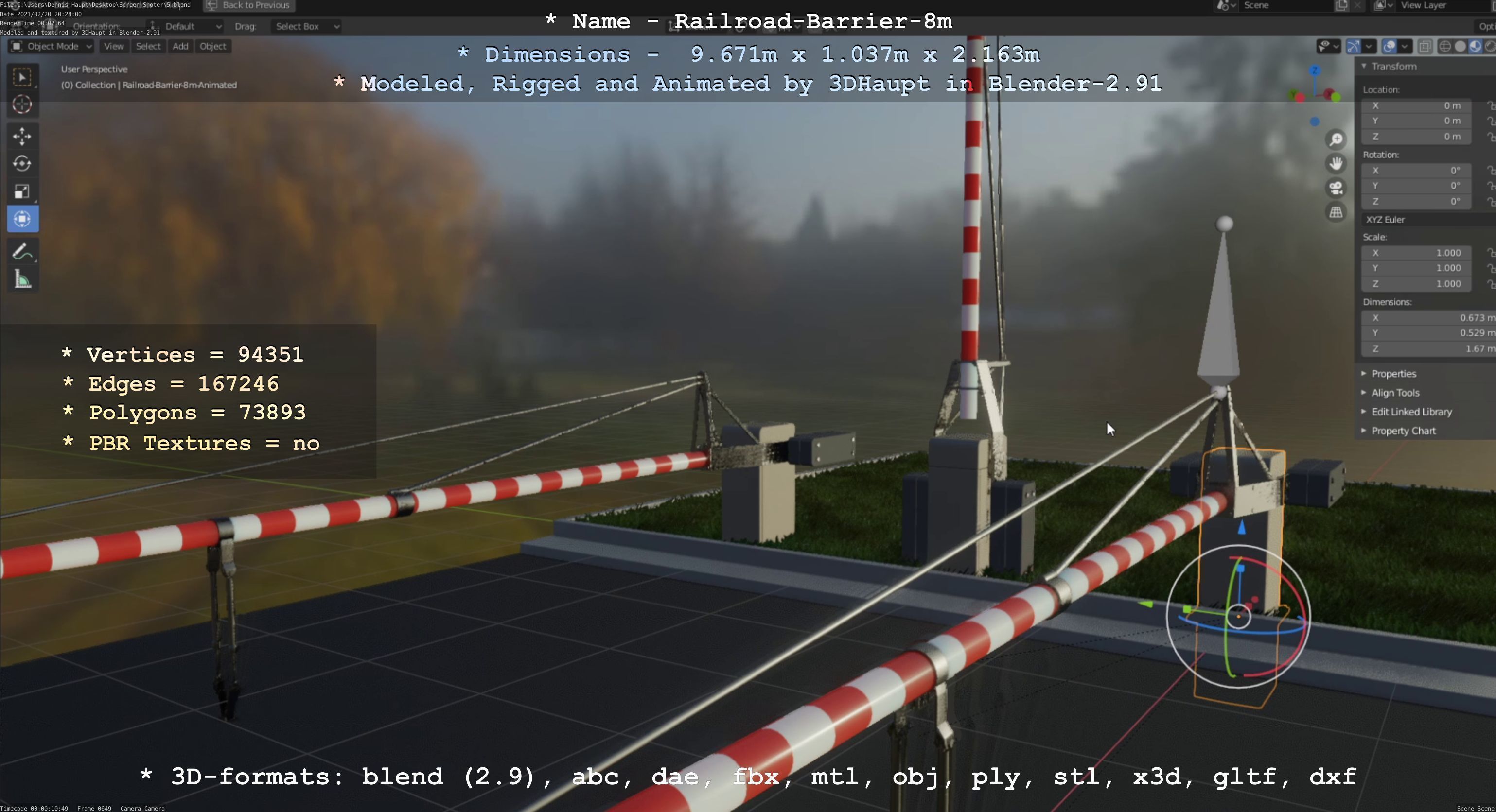 All Animated Railroad Barrier - High-Poly 3D Model Collection_46