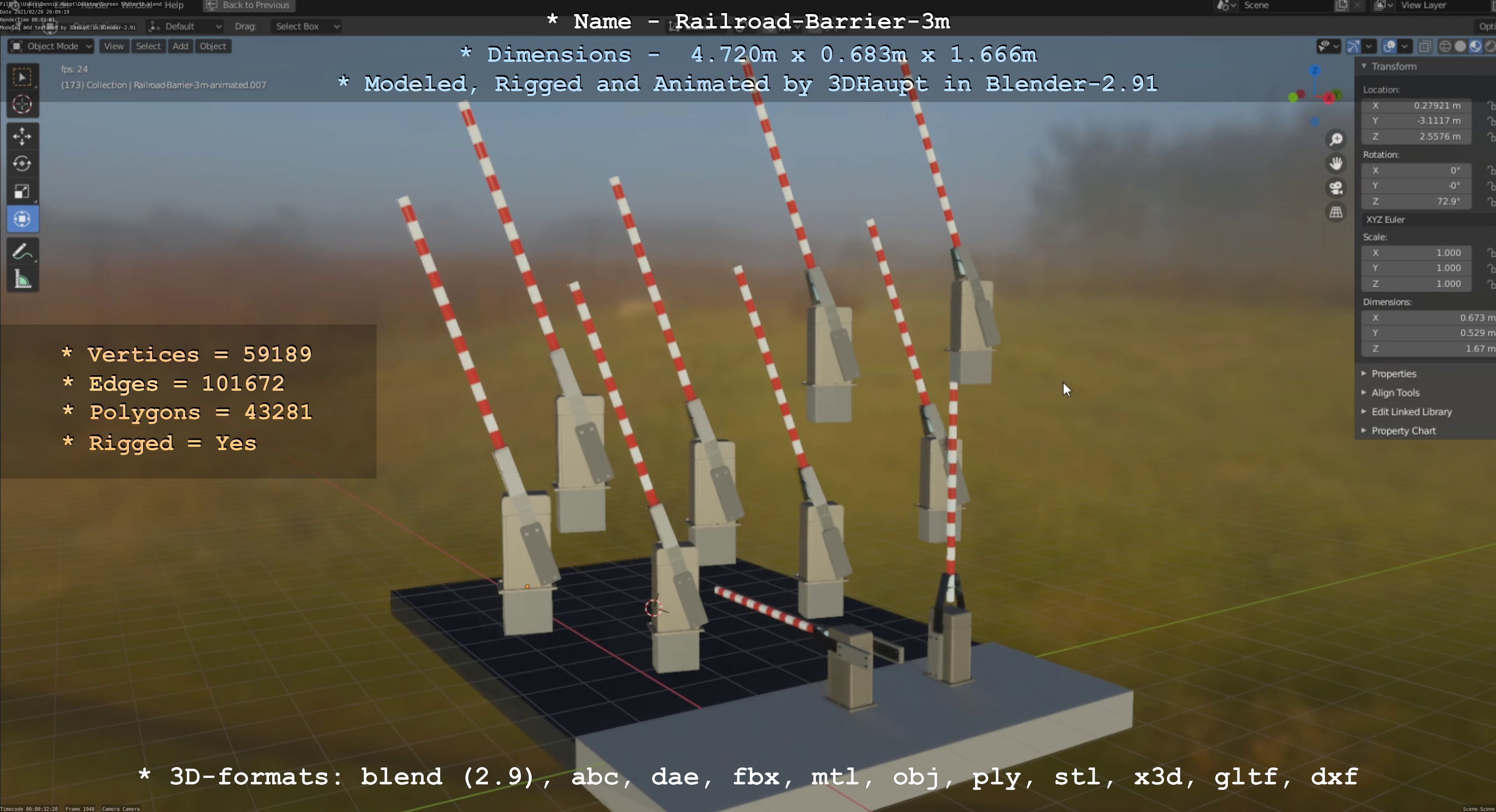 All Animated Railroad Barrier - High-Poly 3D Model Collection_100