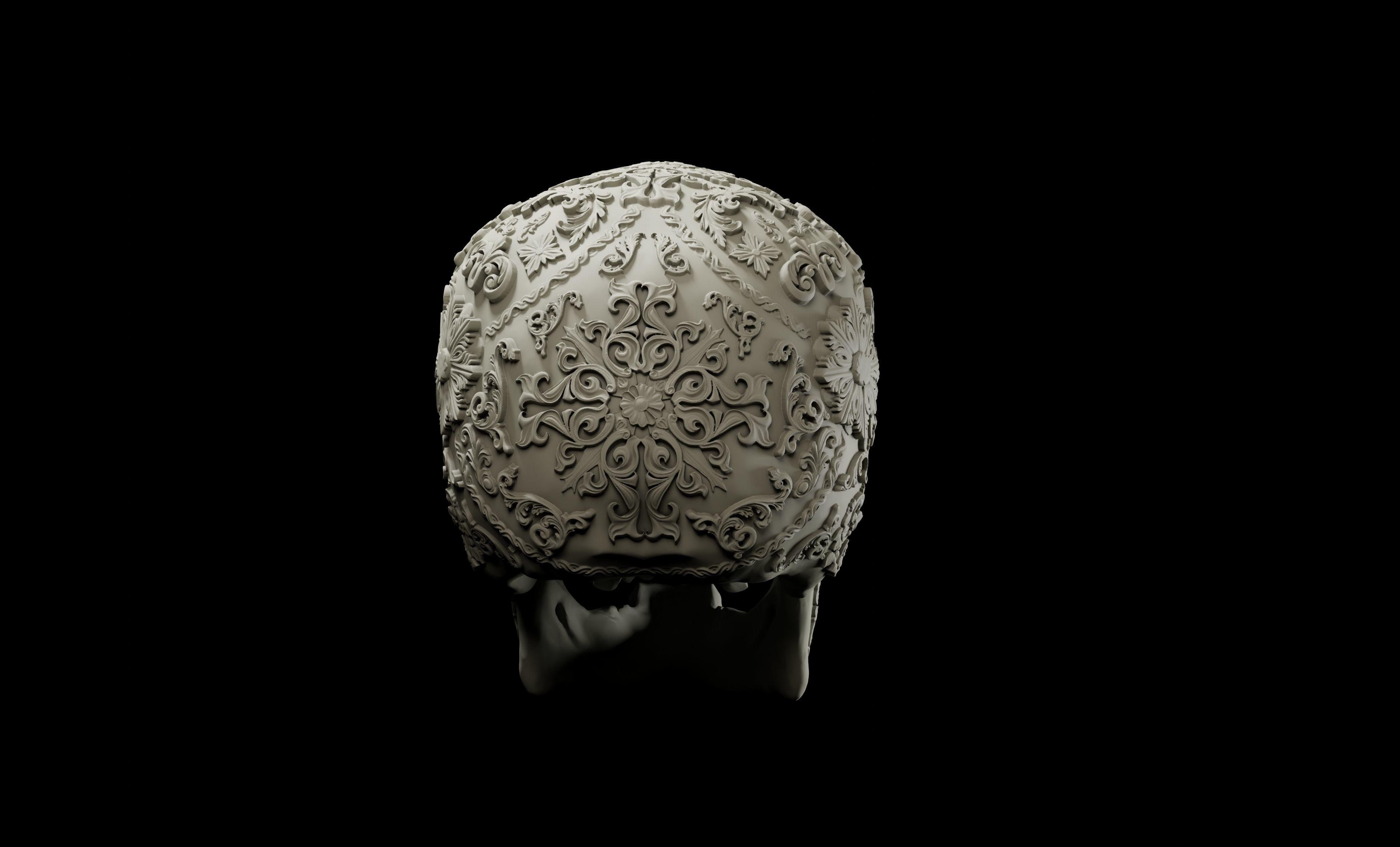 Decorated human skull intended for 3D printing 3D print model_4