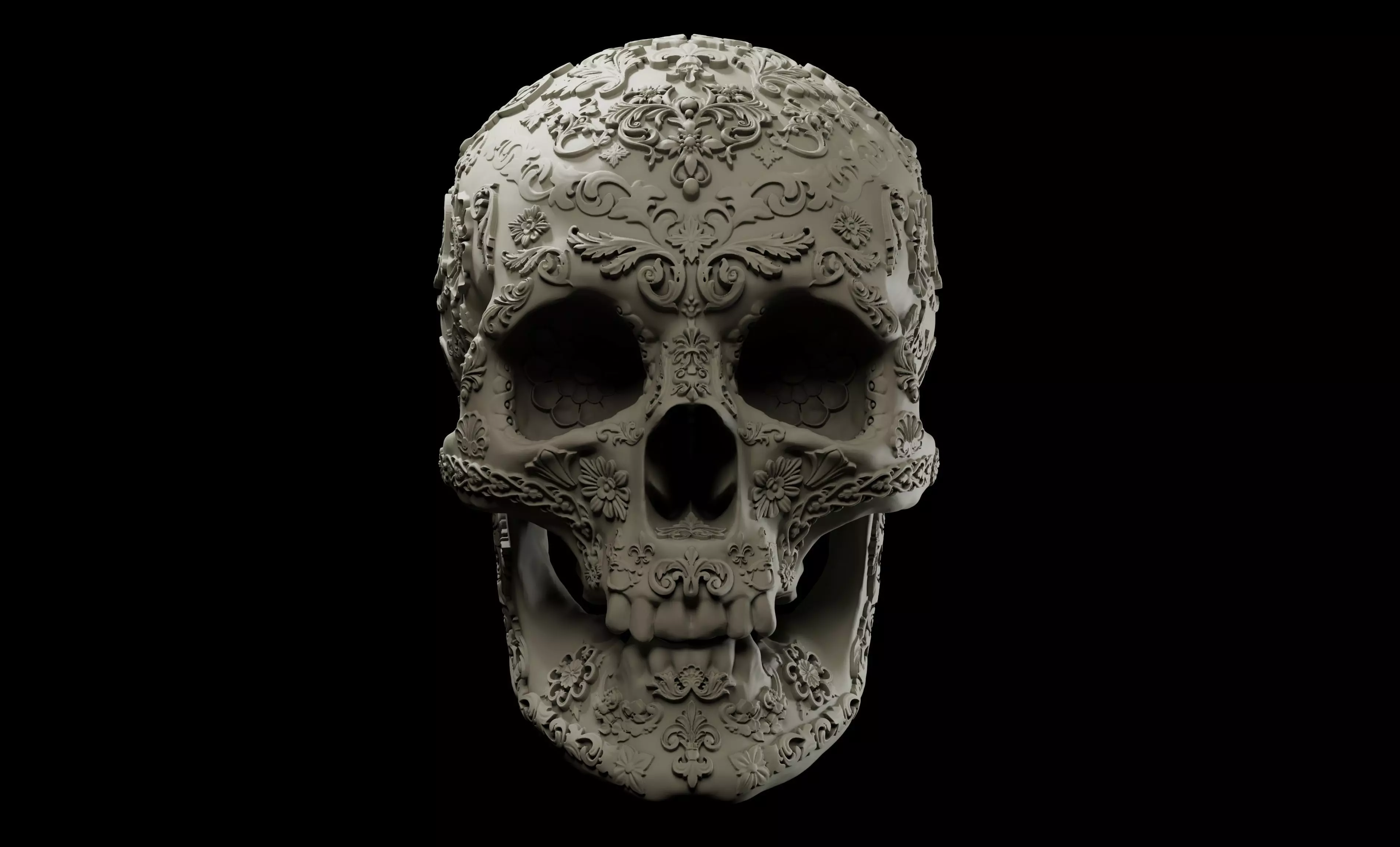 Decorated human skull intended for 3D printing 3D print model_0