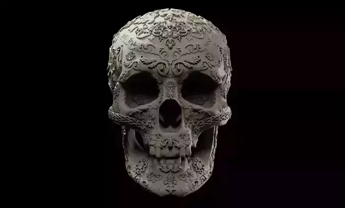 Decorated human skull intended for 3D printing 3D print model