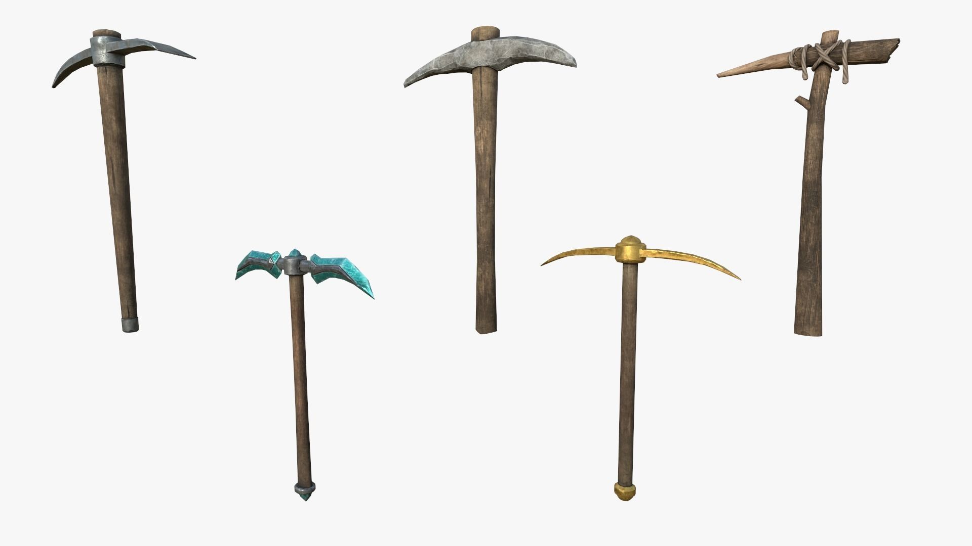 Pickaxe pack Low-poly 3D model_3
