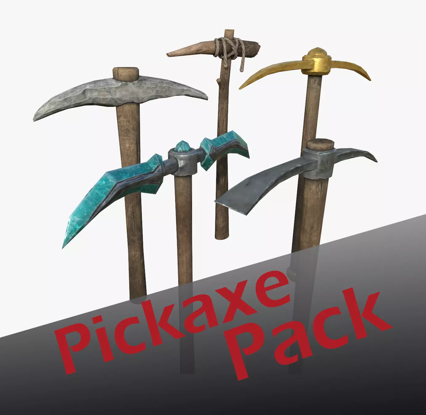 Pickaxe pack Low-poly 3D model_0