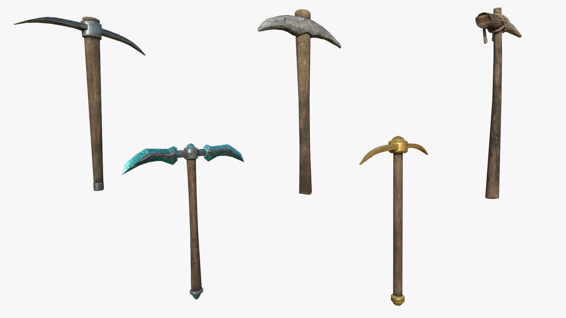 Pickaxe pack Low-poly 3D model_4